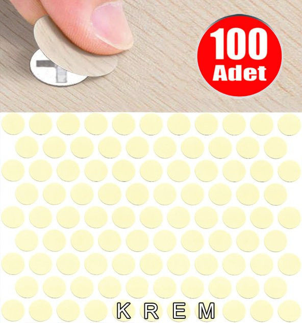 AletÇantam Yapışkanlı Tıpa Mobilya Dolap Vida Kapatma Gizleme Yapıştırma Kapağı Parlak Krem -100 Adet