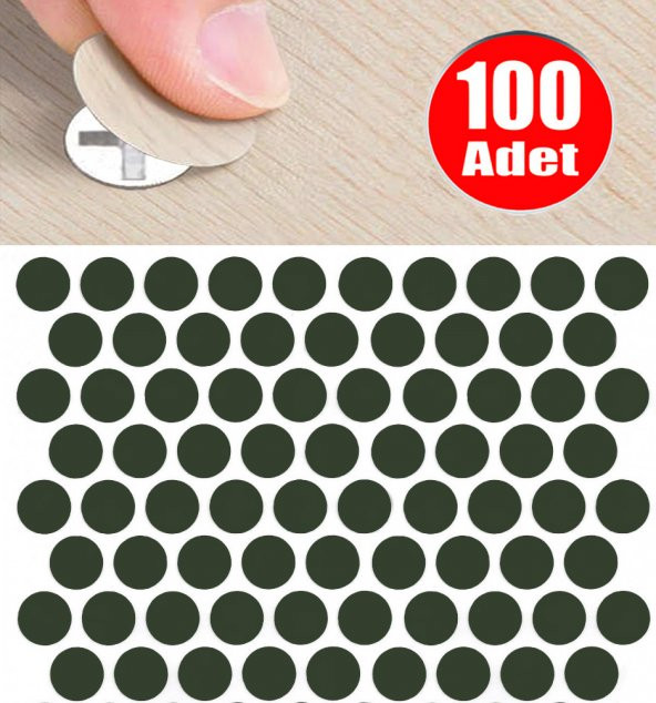 AletÇantam Yapışkanlı Tıpa Mobilya Dolap Vida Kapatma Gizleme Yapıştırma Kapağı Parlak Antrasit Gri -100 Adet