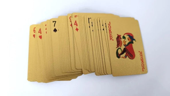 İskambil Poker Parti Noel Altın Oyun Kartları 100 Su Geçirmez Plastik Eğlence - 6