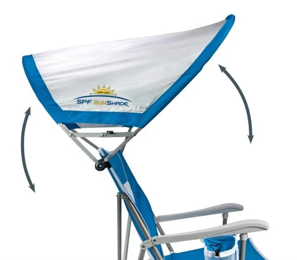 Gci Outdoor SunShade Captain's Chair Güneşlikli Katlanır Plaj Sandalyesi Mavi - 6