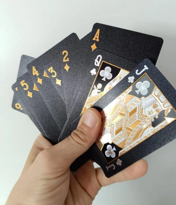 İskambil Poker Parti Noel Altın Oyun Kartları 100 Su Geçirmez Plastik Eğlence - 12