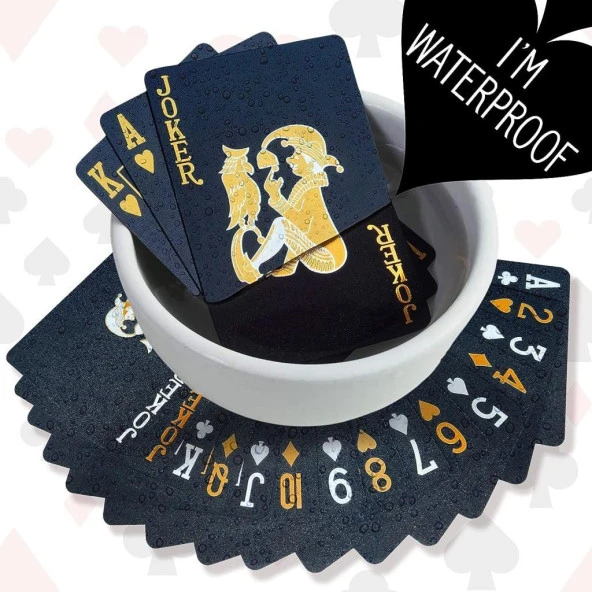 İskambil Poker Parti Noel Altın Oyun Kartları 100 Su Geçirmez Plastik Eğlence - 2