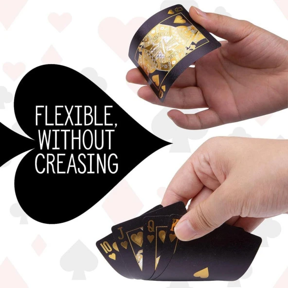 İskambil Poker Parti Noel Altın Oyun Kartları 100 Su Geçirmez Plastik Eğlence - 3