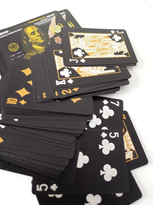 İskambil Poker Parti Noel Altın Oyun Kartları 100 Su Geçirmez Plastik Eğlence - 6