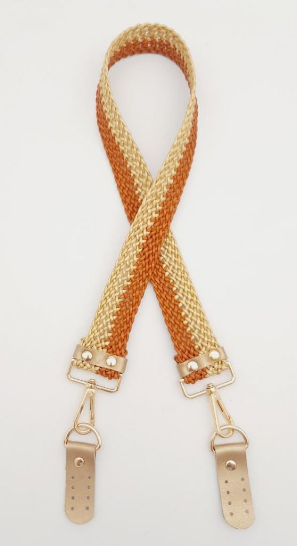 Angel Çanta Aksesuar Gold Taba Renk Böceli Deri Hasır Örgü Çanta Sapı Light Gold Metalli ürün görseli