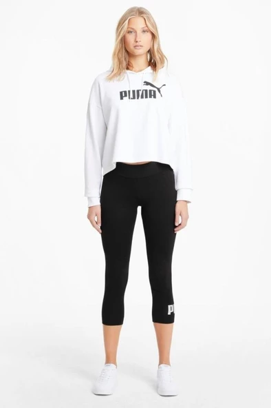 Puma ESS 3/4 Logo Leggings Kadın Kapri Tayt Siyah XS-XL