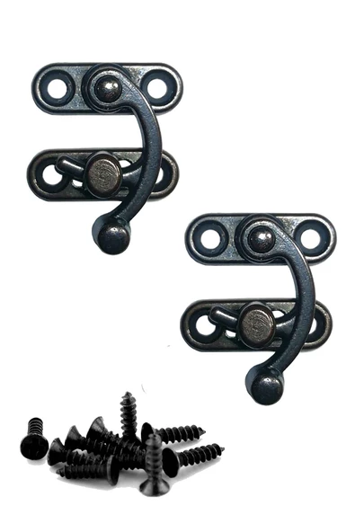 KÜÇÜK YAY GÖZÜ KANCALI KİLİT 2 ADET KUTU SANDIK VE KAPAK KLİPSİ VİDALI 20X24 MM OKSİT - 2