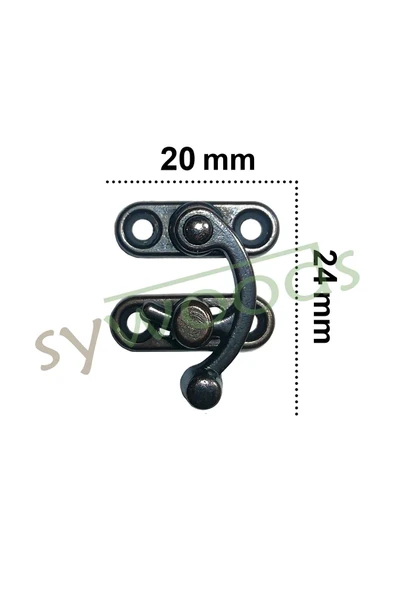 KÜÇÜK YAY GÖZÜ KANCALI KİLİT 2 ADET KUTU SANDIK VE KAPAK KLİPSİ VİDALI 20X24 MM OKSİT - 3