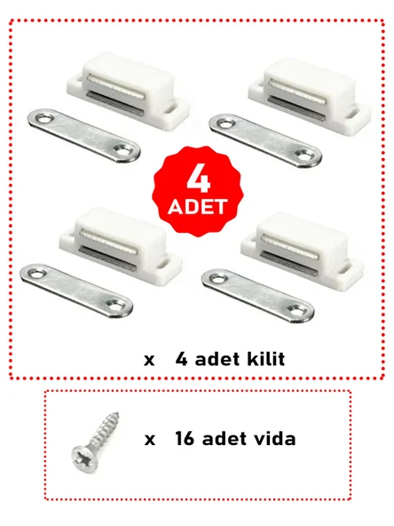 Manyetik çıtçıt mıknatıslı 4 adet pencere kapak kilit