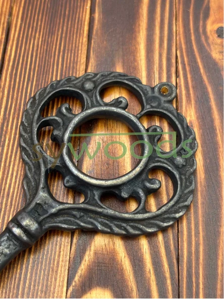 Asya 19,7 cm büyük pirinç anahtar dekoratif vintage antik aksesuar - 4