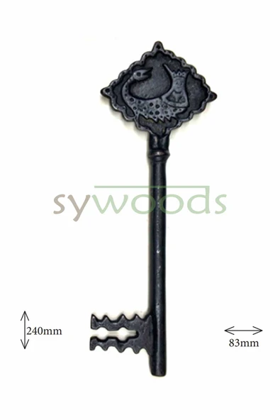 Düz şahmeran 24 cm büyük pirinç anahtar dekoratif vintage antik aksesuar