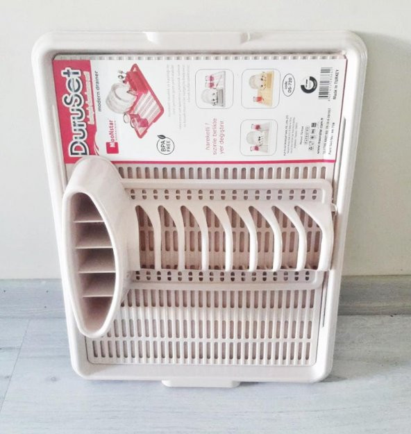 Moonstar Hareketli Tabaklık Bulaşık Durulama Seti Krem-720 - 4