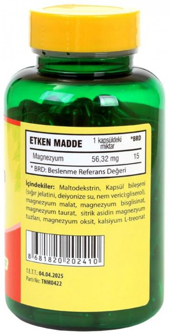 Trunature Magnezyum Kompleks 100 Kapsül Magnesium Complex Malat Bisglisinat Taurat Sitrat Oksit Kalsiyum L-Treonat - 2