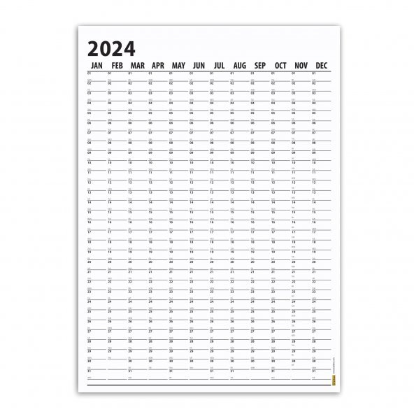 2024 Yıllık Planlayıcı Duvar Takvimi, 2024 Takvim, Büyük Duvar Takvimi, Siyah Beyaz Takvim  35x50 cm