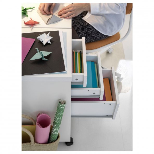 Tekerlekli Çekmece Ünitesi ,Keson MeridyenDukkan 35x75 Cm Beyaz Renk Amaçli Dolap - 4