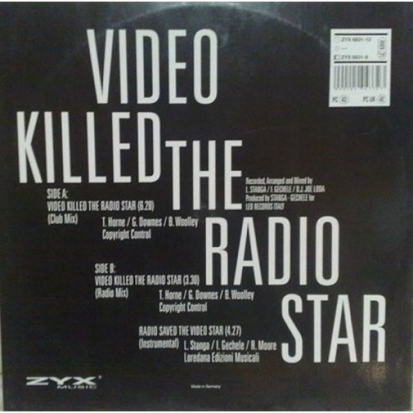 Art Nouveau Feat. Rhonda Moore – Video Killed The Radio Star Dance Mix 92  - Plak alithestereo