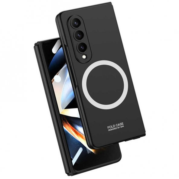 Samsung Galaxy Z Fold 4 Kılıf Wireless Şarj Özellikli Lopard Kıpta Magsafe Kapak - 2