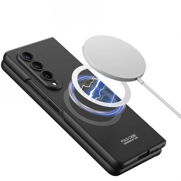 Samsung Galaxy Z Fold 4 Kılıf Wireless Şarj Özellikli Lopard Kıpta Magsafe Kapak - 3