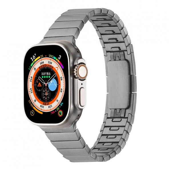 Apple Watch 40mm Lopard KRD-82 Çizgi Orjnal Tasarım Şık Ve Dayanıklı Metal Kordon