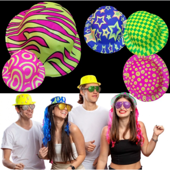Desenli Plastik Parti Şapkası - 1