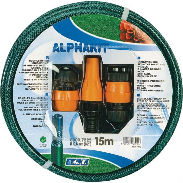 GF 8000-7028 Alpha Adaptör Kitli Hortum Seti 1/2" 15 mt