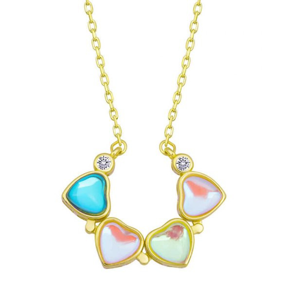 925 Ayar Gümüş Renkli Açılabilen Yonca Kadın Gümüş Kolye - Resim 2