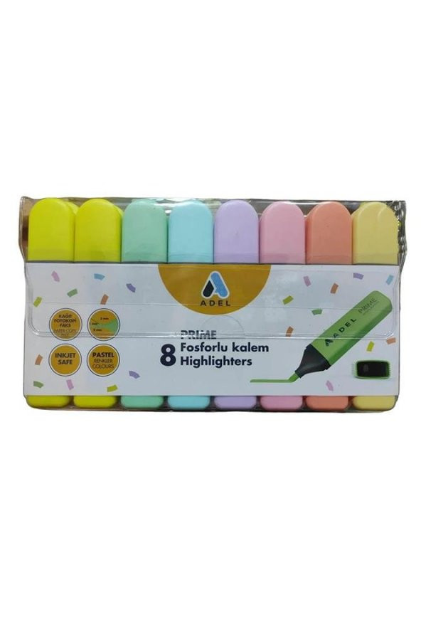 Pastel Fosforlu Kalem 8 Li 1 Paket İşaretleme Kalemi 8 Renk Pastel Fosforlu Renkler Turkuaz Turuncu Sarı Lila Pembe Yeşil - 2