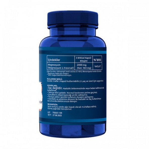 Ncs Magnezyum  Magnesium L-Threonate  Vejeteryan 90 Bitkisel Kapsül - 2