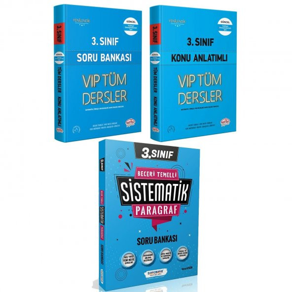 Editör 3.Sınıf VİP Konu + Soru ve Sistematik 3.Sınıf Paragraf Soru 3 Kitap Set