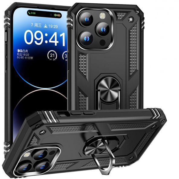 KNY Apple İphone 15 Pro Max Kılıf Ultra Korumalı Manyetik Vega Kapak Siyah