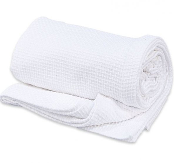 Beyaz Tek Kişilik Otel Tipi 100 Pamuk Koton Pike Örtüsü 160×230 Cm - 2