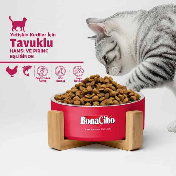 BonaCibo Adult Cat Tavuklu (Hamsi ve Pirinç eşliğinde) Yetişkin Kedi Maması 2 Kg - 2