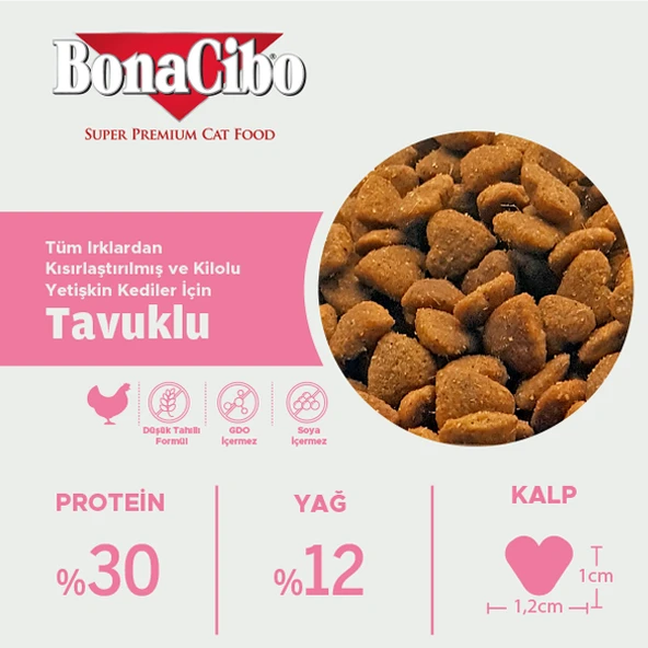 BonaCibo Adult Cat Light - Sterilised Kısırlaştırılmış Kediler için Yetişkin Kedi Maması 2 Kg x 2 Adet - 5