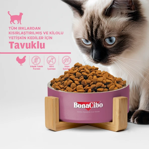 BonaCibo Adult Cat Light - Sterilised Kısırlaştırılmış Kediler için Yetişkin Kedi Maması 2 Kg x 2 Adet - 2