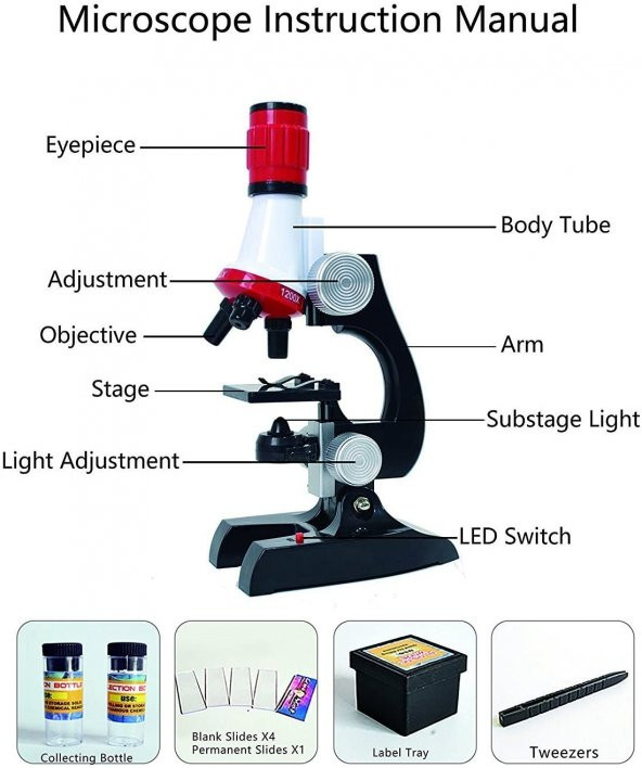 Bilimsel Eğitici Mikroskop Kiti Zoom Led Işıklı Set - 7