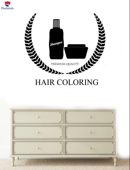 Büyük Dekorasyon Sticker Duvar Sticker Güzellik Salonu Tasarım Saç Boyama Kadın