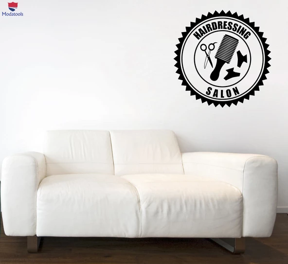 Duvar Ofis, Çalışma Odası Sticker Saç Kesimi Stüdyo Kuaför Salonu Logo Araçları Dekor Benzersiz Hediyelik ürün görseli 1