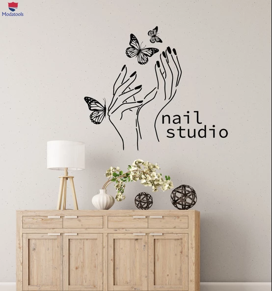 Tırnak Dekorasyon Duvar Sticker Güzellik Salonu Tırnak Stüdyosu Manikür Pedikür Çıkartmaları