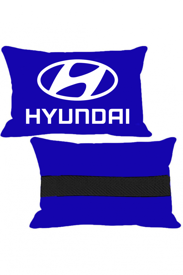Öziron Hyundai Tucson Oto Koltuk Boyun Yastığı 2 Adet Hyundai Amblem Logolu Lacivert Ortopedik Yastık