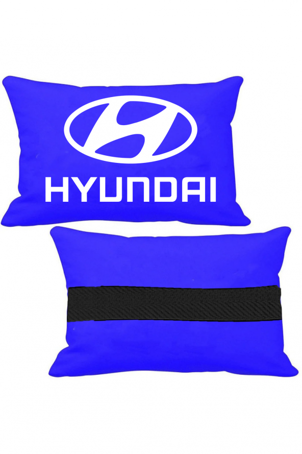 Öziron Hyundai Matrix Oto Koltuk Boyun Yastığı 2 Adet Hyundai Amblem Logolu Mavi Ortopedik Yastık