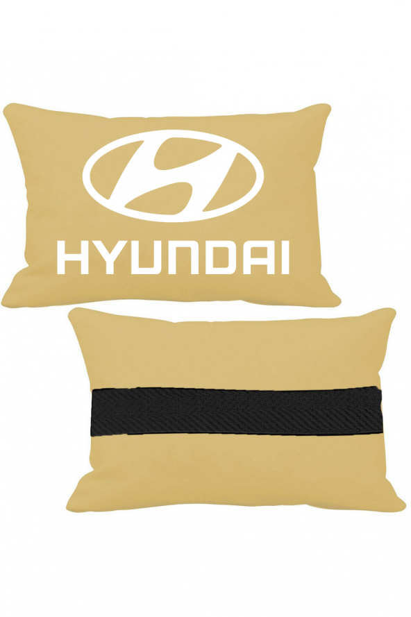 Öziron Hyundai Ticari Oto Koltuk Boyun Yastığı 2 Adet Hyundai Amblem Logolu Kremrengi Ortopedik Yastık ürün görseli