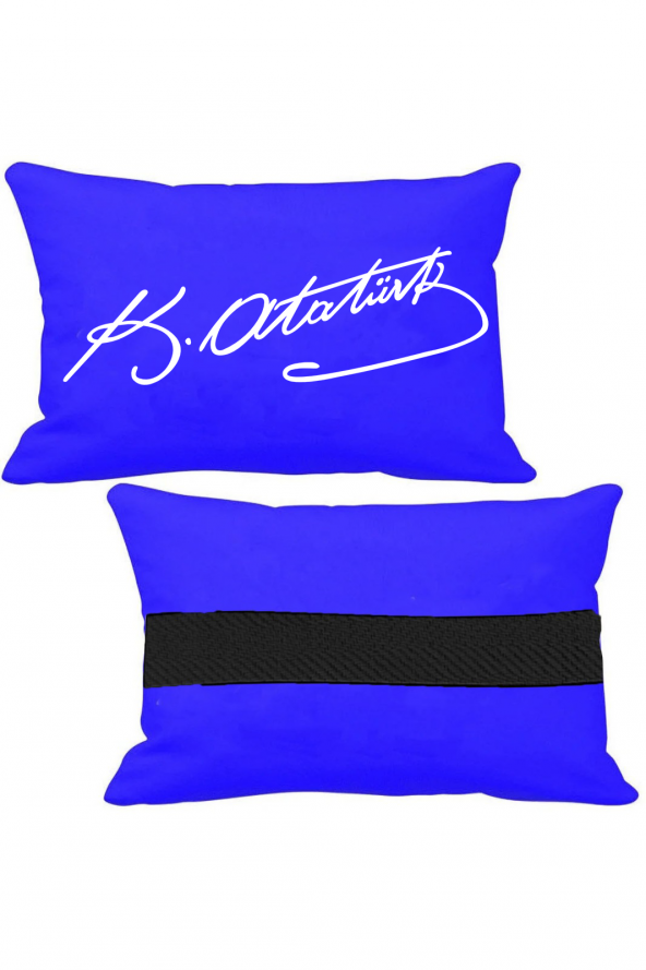 Öziron Fort Fiesta TDCİ Oto Koltuk Boyun Yastığı 2 Adet Atatürk İmza Logolu Mavi Ortopedik Yastık
