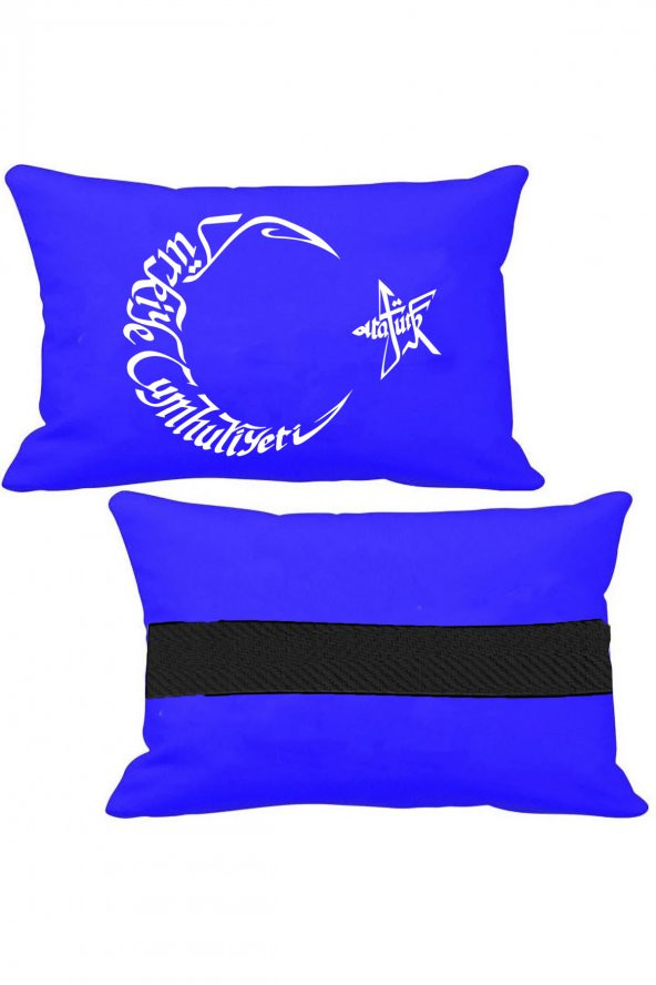 Öziron Fort Focus ST Line Oto Koltuk Boyun Yastığı 2 Adet Ay Yıldız Logolu Mavi Ortopedik Yastık