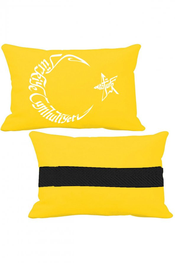 Öziron Fort Festiva Oto Koltuk Boyun Yastığı 2 Adet Ay Yıldız Logolu Sarı Ortopedik Yastık ürün görseli