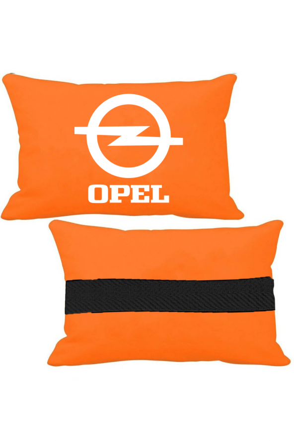 Öziron Opel Senator Oto Koltuk Boyun Yastığı 2 Adet Opel Amblem Logolu Turuncu Ortopedik Yastık - 1