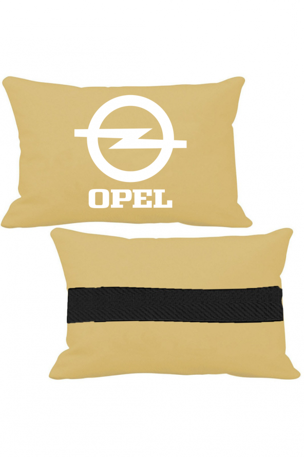 Öziron Opel Astra Hatchback Oto Koltuk Boyun Yastığı 2 Adet Opel Amblem Logolu Kremrengi Ortopedik Yastık