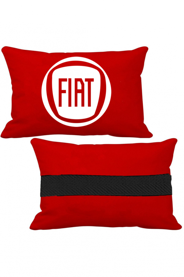 Öziron Fiat Fullback Oto Koltuk Boyun Yastığı 2 Adet Amblem Logolu Kırmızı Ortopedik Yastık