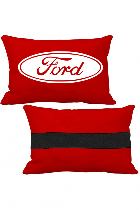 Öziron Fort Fiesta Comfort Oto Koltuk Boyun Yastığı 2 Adet Amblem Logolu Kırmızı Ortopedik Yastık
