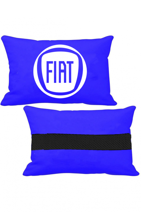 Öziron Fiat İdea Oto Koltuk Boyun Yastığı 2 Adet Amblem Logolu Mavi Ortopedik Yastık ürün görseli
