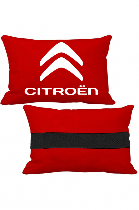 Öziron Citroen C3 Picasso Oto Koltuk Boyun Yastığı 2 Adet Amblem Logolu Kırmızı Ortopedik Yastık ürün görseli
